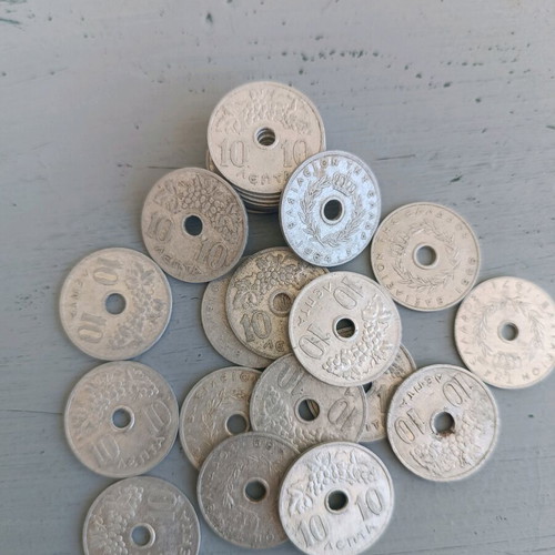 10 Drachma coins of Kingdom of Greece used, pack of 20 pieces