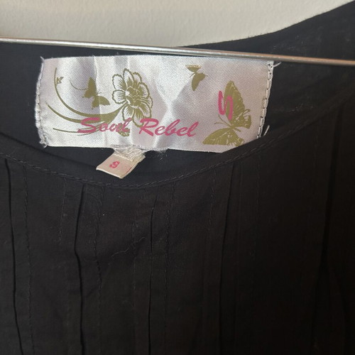 Vintage black dress with waist tie, size S