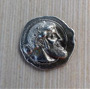 Replica Greek coins, Dionysus Attic tetradrachm,massive sterling silver 925, massive coin silver,