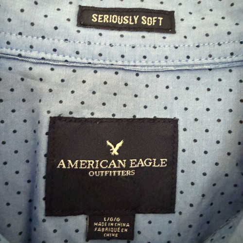 American Eagle blue polka dot shirt size L like new
