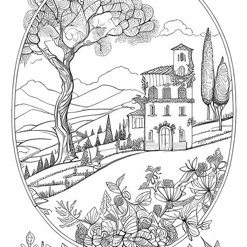 Italy Travel adult coloring book, 75 pages, made to order