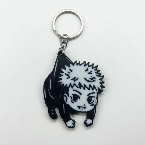 Jujutsu Kaisen Yuji Itadori Keychain new, black and white