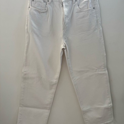 White crop jeans Pull & Bear like new with frayed hems