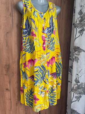 Marila vintage viscose summer dress used, M-L, multicolor