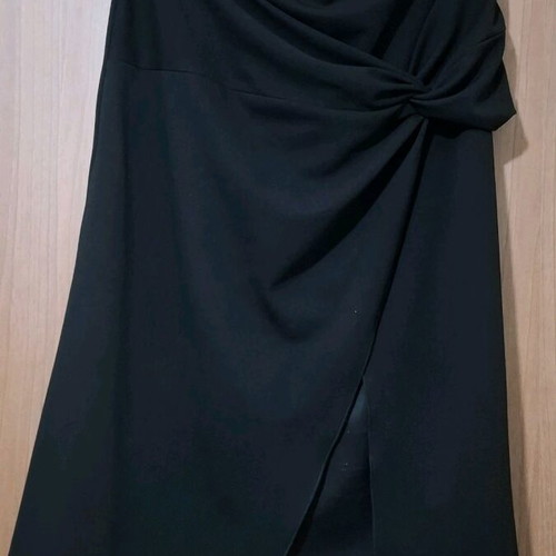Black pencil wrap skirt crepe fabric new