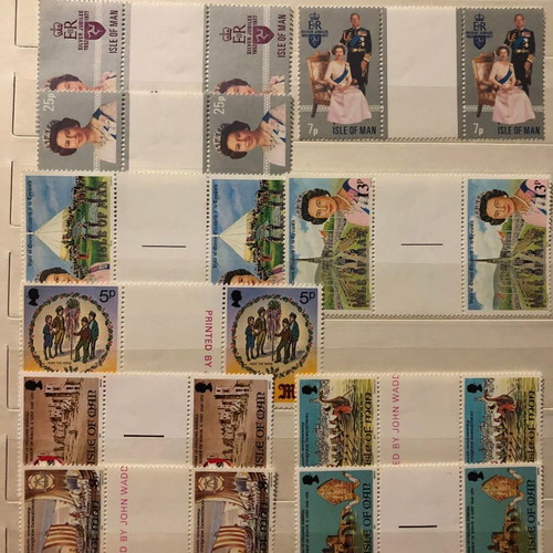 Isle of Man mint stamp strips with gutter, new