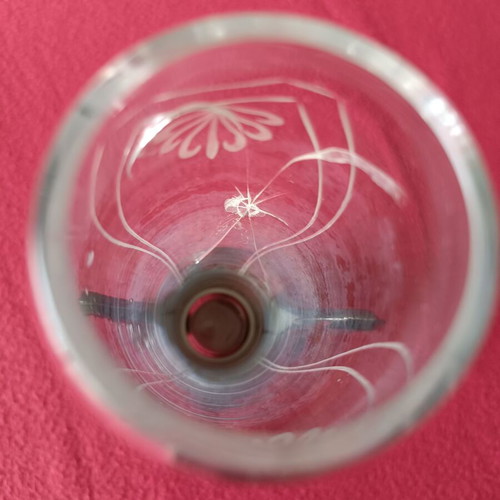 Art Nouveau vase used metal and glass with engraving