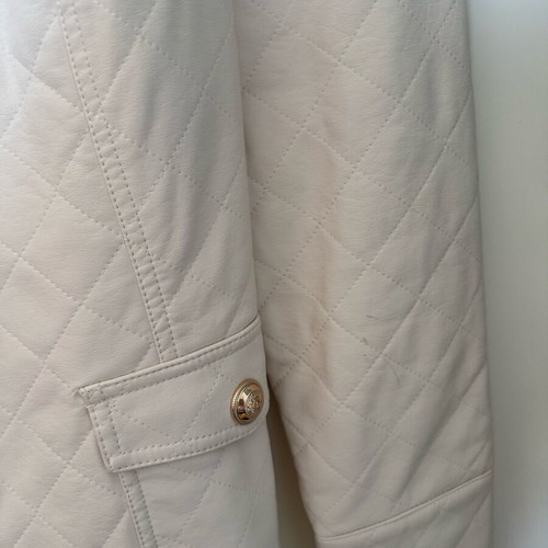Lynne Quilted Faux Leather Jacket with Belt like new, white