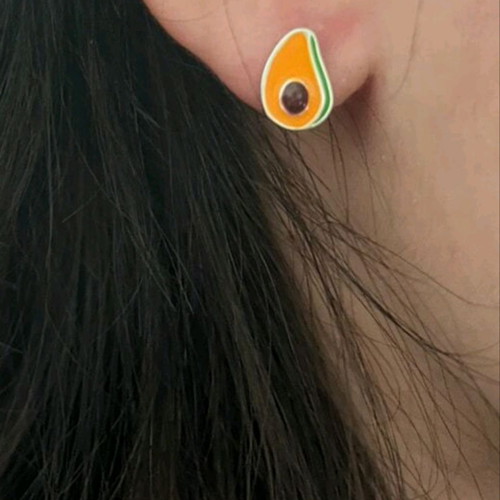 Stud earrings new, pack of 3 pairs with leaf and avocado design