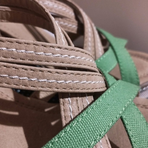 Camille fabric platform sandals used, beige and green, size 37
