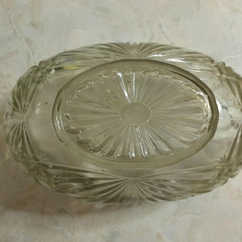 Crystal fruit bowl retro, like new with embossed designs