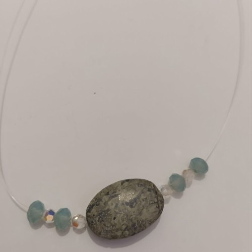 Necklace with crystals like new, handmade floating illusion style
