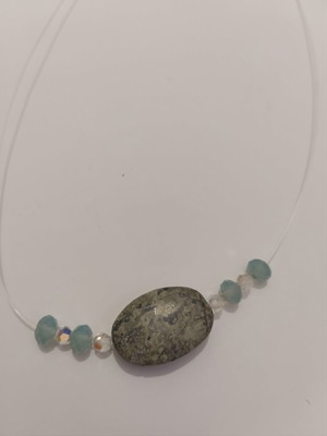 Necklace with crystals like new, handmade floating illusion style