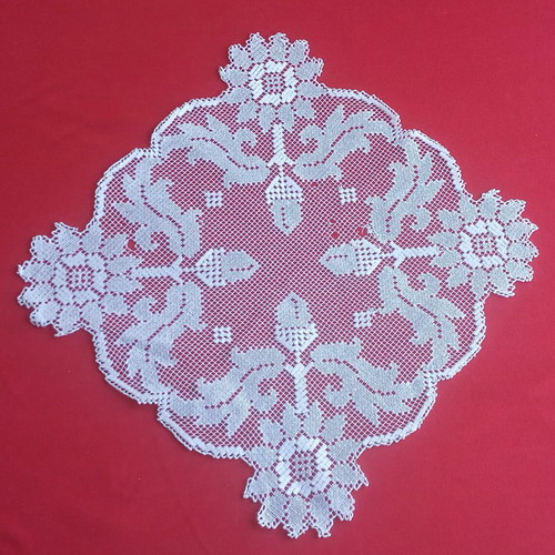 Filet lace handmade vintage 1950 doily from Tinos
