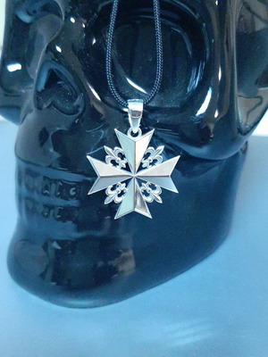 Medieval silver cross pendant, 925 silver, handmade