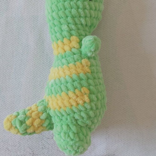 Handmade knitted dinosaur new with velvety yarn
