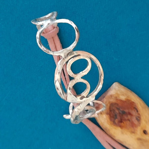 Handmade bracelet new, copper with melted silver