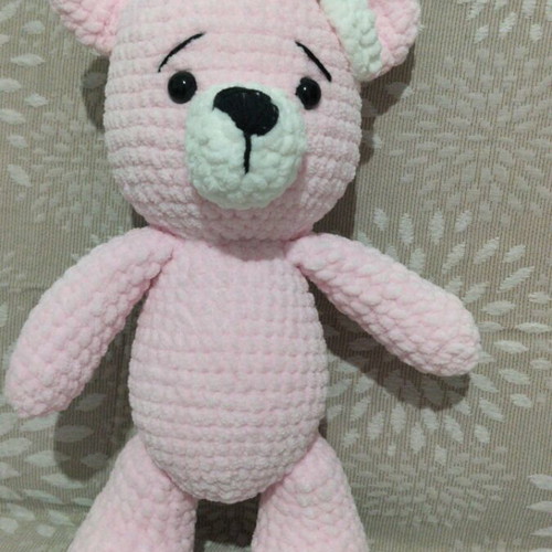 Knitted pink teddy bear new