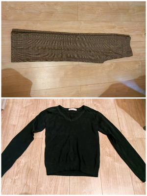 Set of pants and blouse large used with patches