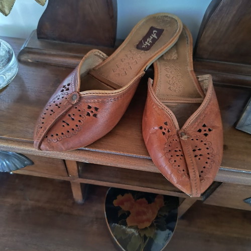 Ethnik leather mules used, size 38, brown