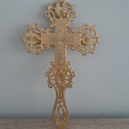 Blessing cross new 24cm with red stones