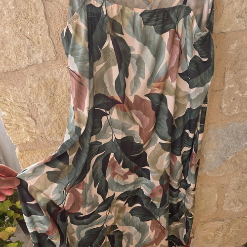 Ted Baker London Tropical Palm Print Satin Slip Dress like new, size L