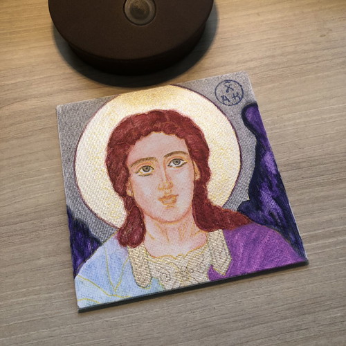 Guardian Angel Handmade Watercolor Painting on Compressed Canvas
