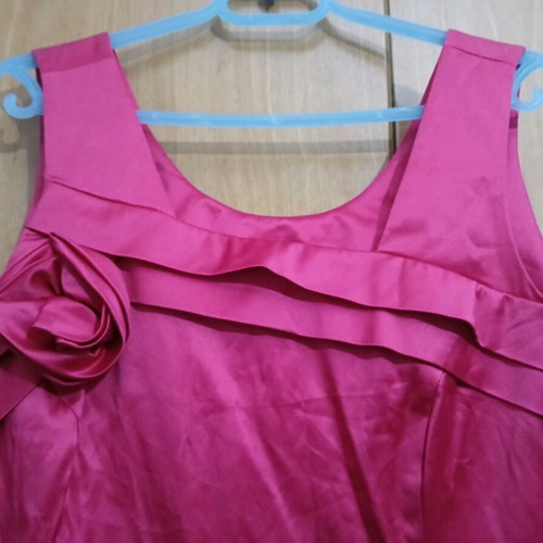 Assy Fashion midi satin dress pink like new, size L
