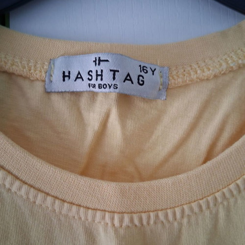 Hashtag boys' short sleeve t-shirt, yellow and black, size S 164 cm