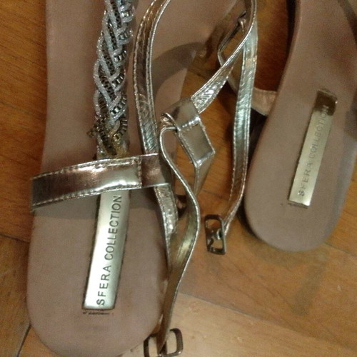 Sfera collection women's sandals No 40 used with gold details