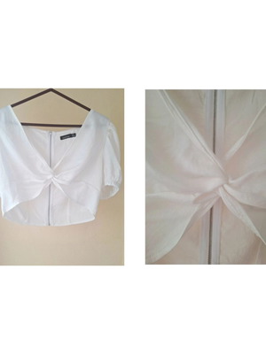 Boohoo white crop top like new, size XXL