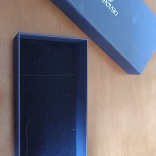 Swarovski rectangular box used, dark blue, velvet interior