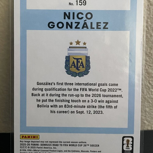 2025-26 Panini Donruss Road to World Cup Parallel Red and Green Nico Gonzalez #159 like new