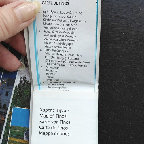 Tinos maps and travel guide used with Antiparos cave flyer