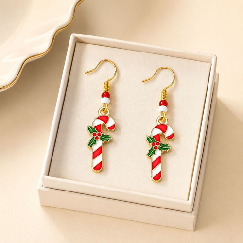 Handmade Holiday Candy Canes Earrings new, colorful