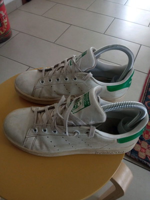 Adidas Stan Smith 36 2/3 athletic shoes used, white and green