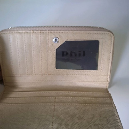 Phil women's wallet, metallic gold and pastel pink
