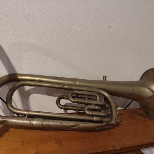 Tenor horn used, decorative French brass instrument