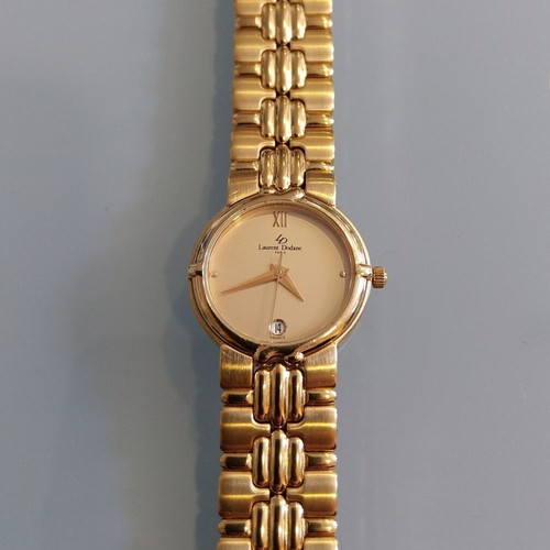 Laurent Dodane Paris Vintage Women's Watch 18K Gold Electroplated Sapphire Like New