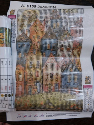 Diamond painting kit 20*30 new sealed, colorful houses