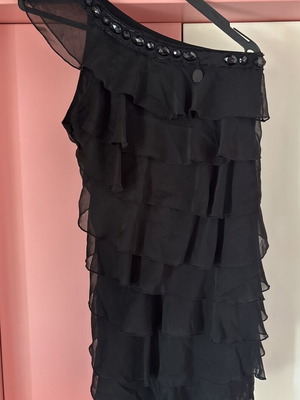 Black one shoulder dress size S/M like new with decorative stones
