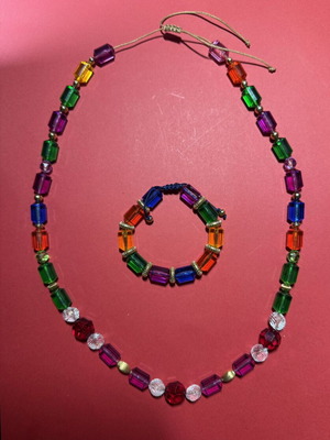 Handmade necklace and bracelet set with multicolor beads new
