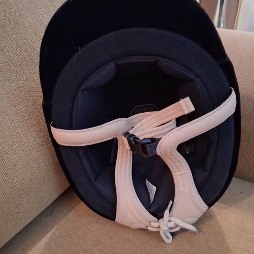 Riding helmet new, blue velvet, size 7, 57cm