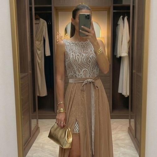 Madejro Couture 2-in-1 evening dress with detachable maxi skirt, like new