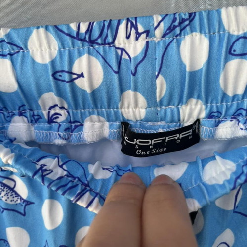 Djofra women's pants, one size, blue with fish print
