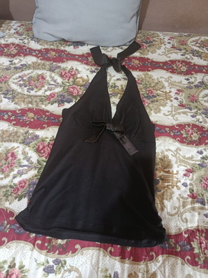 Muzuri blouse satin tie neck black size S like new