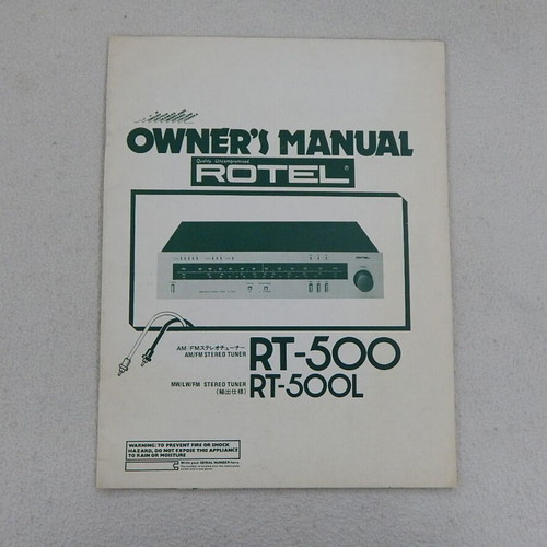 Rotel RT-500 tuner manual, authentic, English