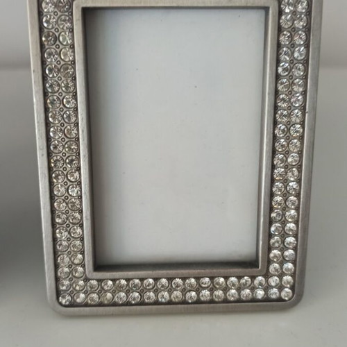 Photo frames like new, silver with crystals, set of two