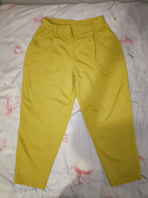 Massimo Dutti women's yellow tapered pants like new, size S