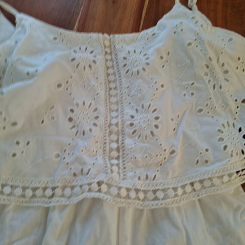 Bershka white embroidered one-piece shorts M, open back